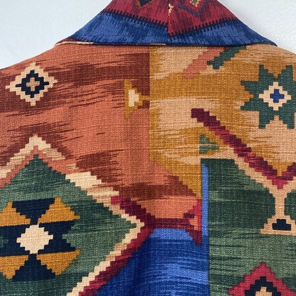 Vintage Sweetgrass 90s Tribal Concho Open Vest Boho Cowgirl Tapestry - Picture 6 of 11